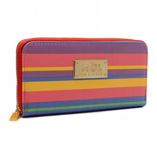 Coach Poppy Striped Large Red Multi Wallets EVB | Coach Outlet Canada